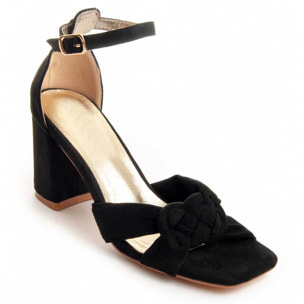 Sandalias De Tacón - Negro - Altura: 8 cm