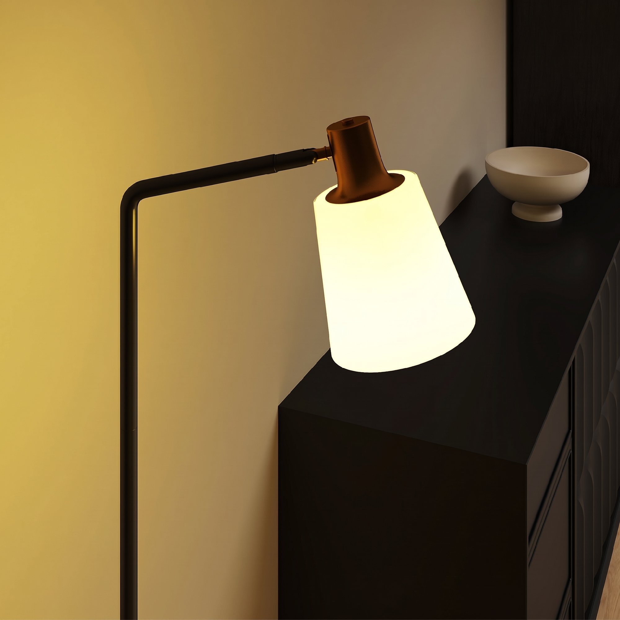 Lampadaire rétro réglable ampoule incluse noir doré