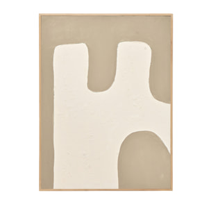 Tableau beige et blanc décoratif sur coton avec cadre en bois peint à la main à la peinture à l'huile en différentes tailles