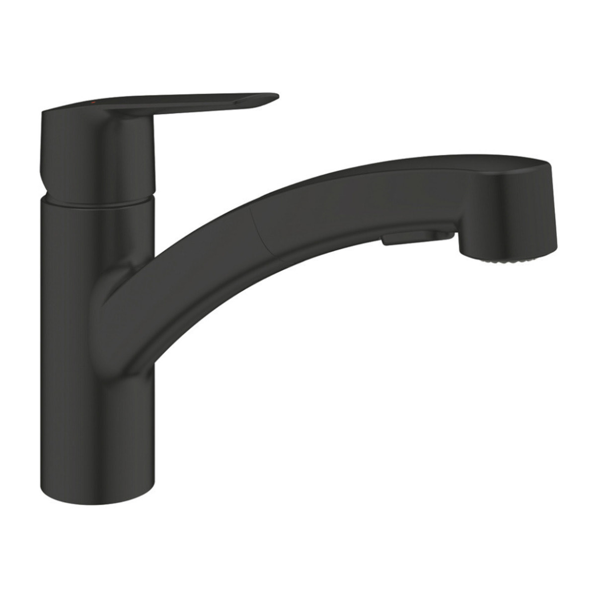 Evier avec égouttoir en granite à encastrer + mitigeur Grohe monocommande avec douchette 2 jets, noir mat (SATSINKGE3B-SET)
