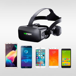 Gafas de realidad virtual J20. Vista panorámica 360º. Compatibles con IOS, Android.