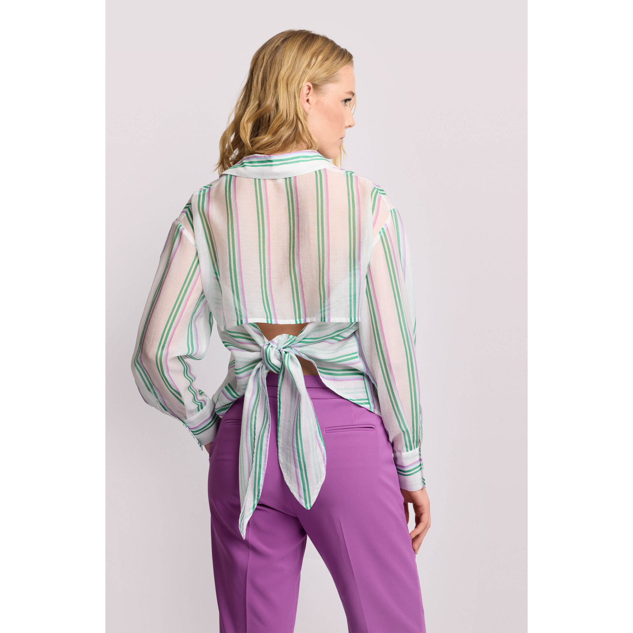 Kocca - Camicia a righe con nodo Donna, Tinta unita, Colletto di camicia