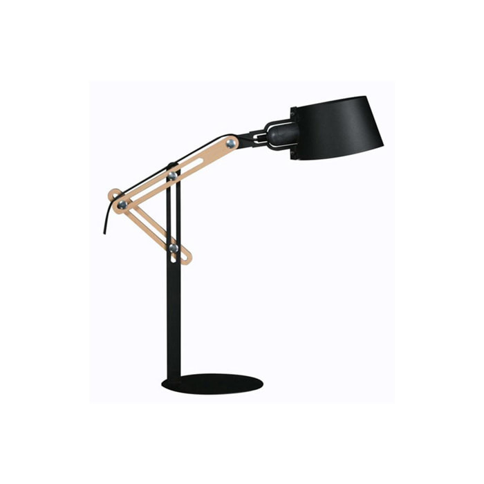 Lampe à poser design en bois clair et métal noir H60 cm BILLY