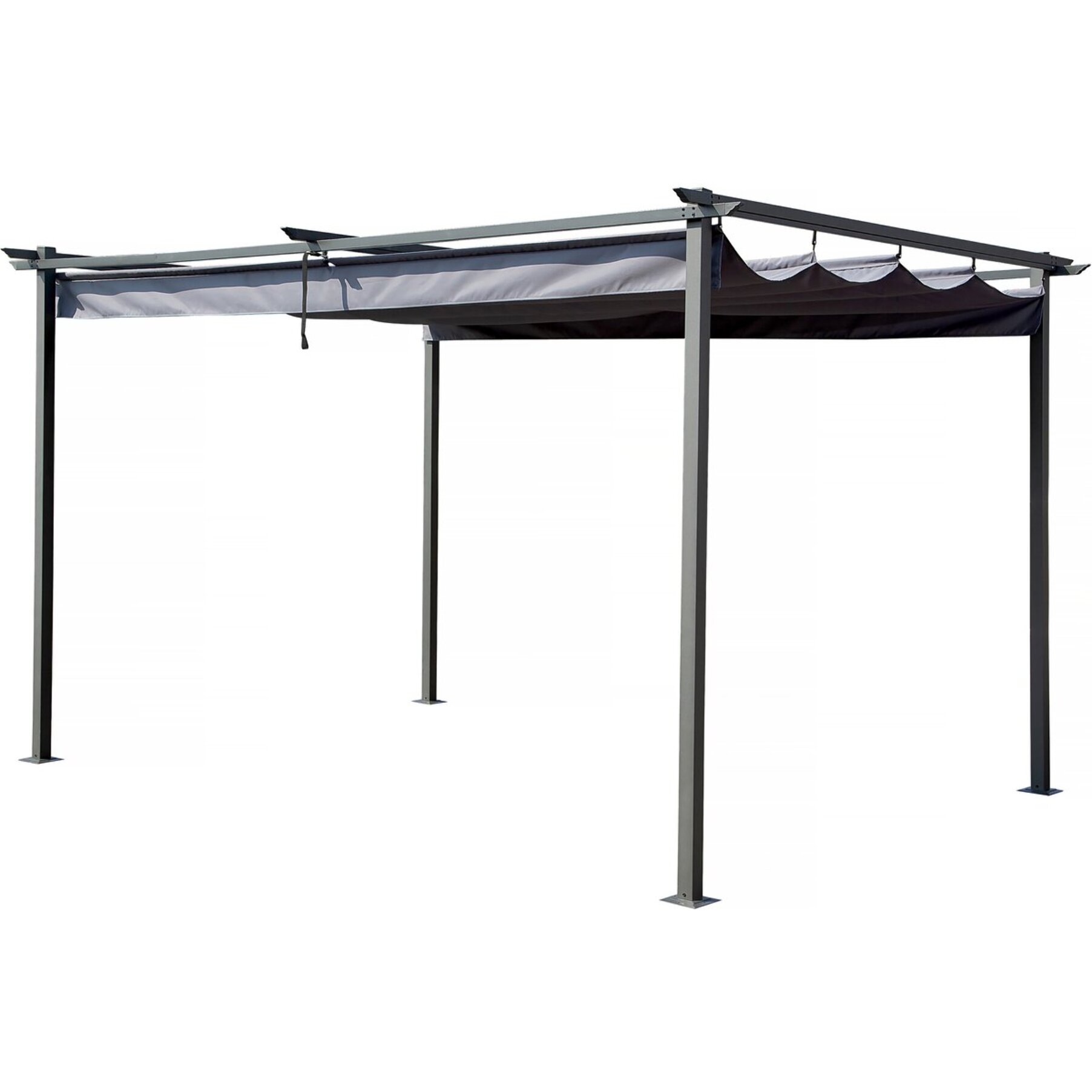 Pergola avec toit rétractable - 3 x 4 m - Gris