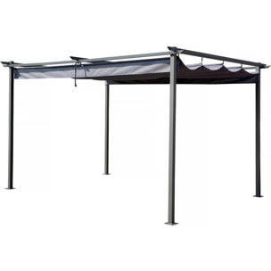 Pergola avec toit rétractable - 3 x 4 m - Gris