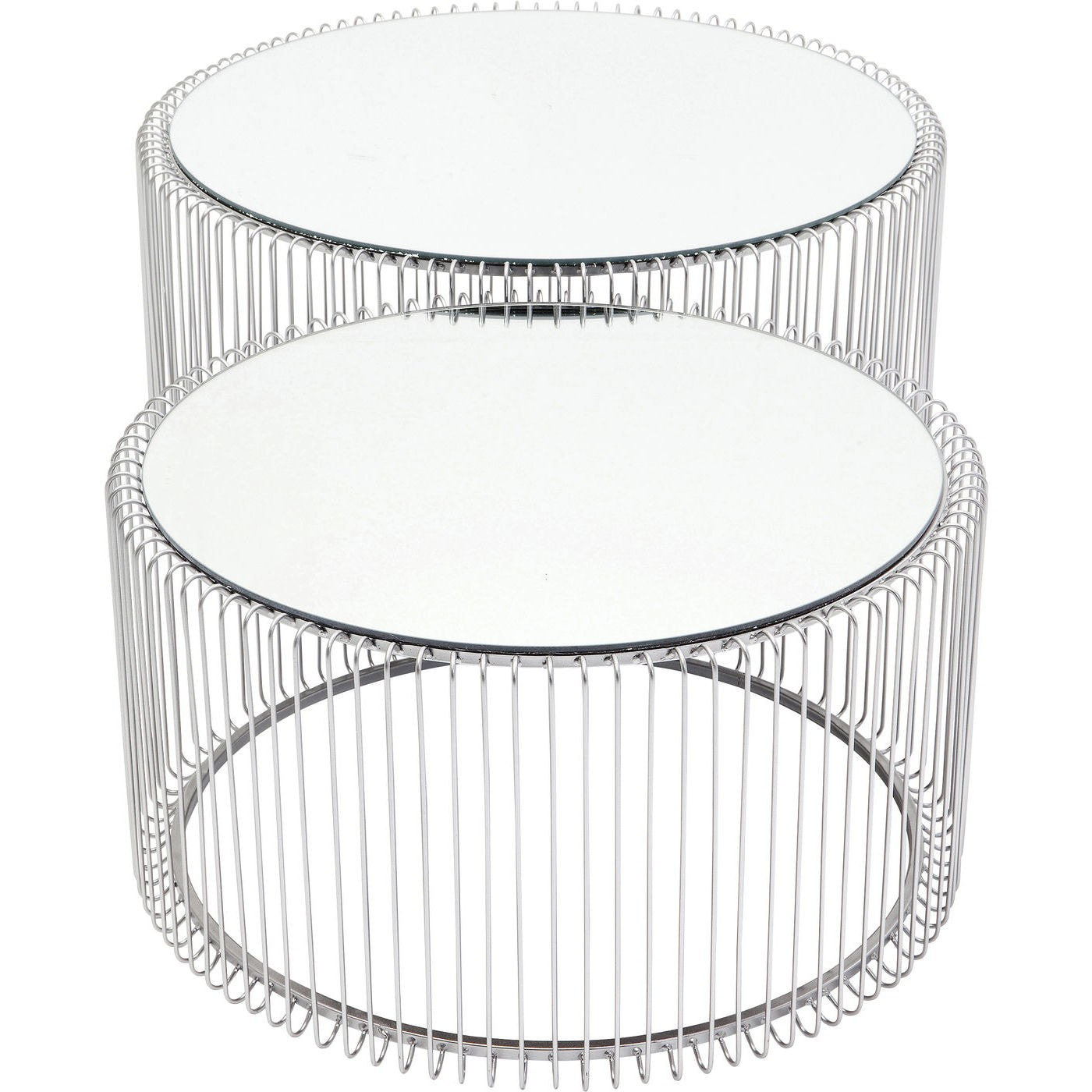 Tables basses rondes Wire set de 2 argentées Kare Design