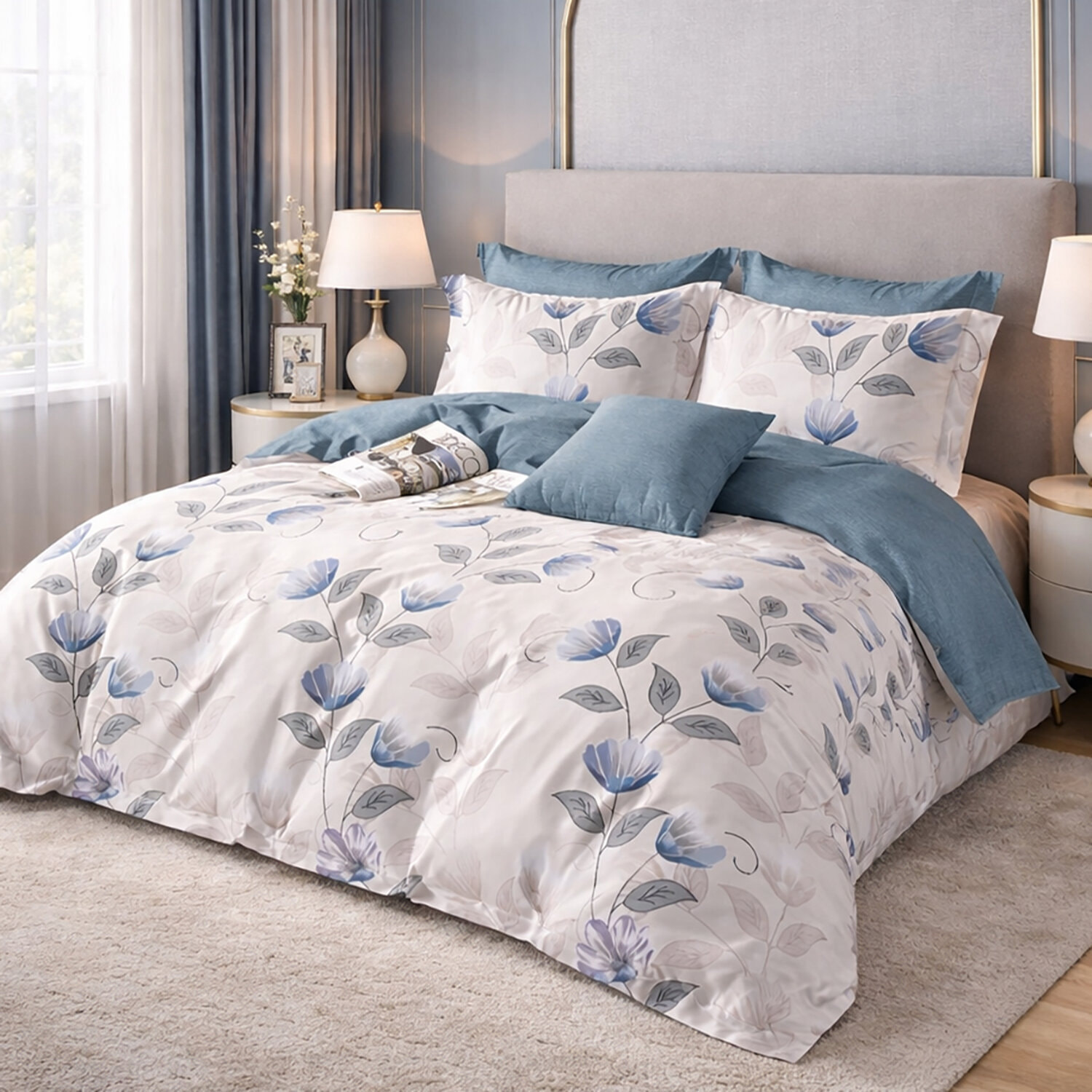 Parure housse de couette 100% coton - Caldie imprimé floral