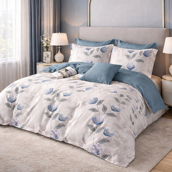 Parure housse de couette 100% coton - Caldie imprimé floral