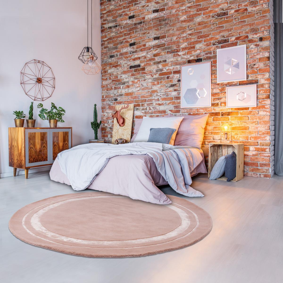Tapis rond fait main en laine motif simple CHICDOUJ