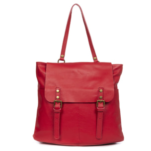 FIRENZE ARTEGIANI Amatre Borsa zaino da donna. Dollaro vera pelle Made in Italy 36x15x32 Cm. colore rosso