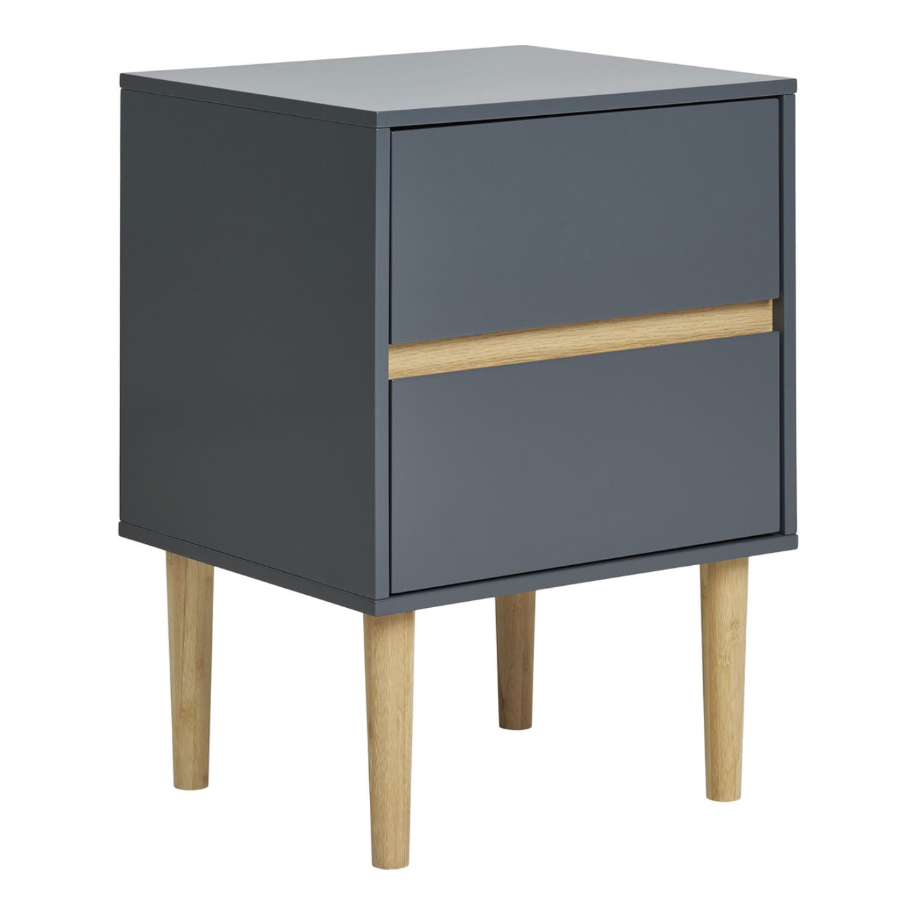 Tavolino Bisley con 2 cassetti in legno grigio scuro 40×35×55 cm