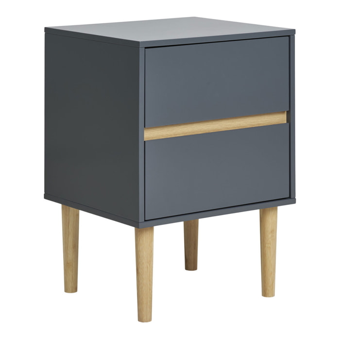 Tavolino Bisley con 2 cassetti in legno grigio scuro 40×35×55 cm