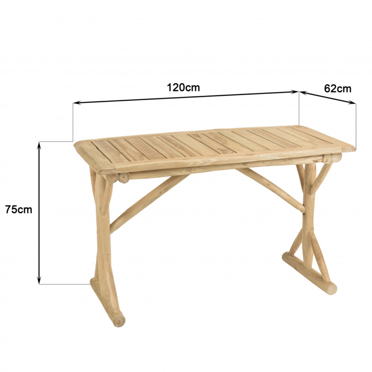 WILL - Bureau 120x60cm en branches de teck naturel