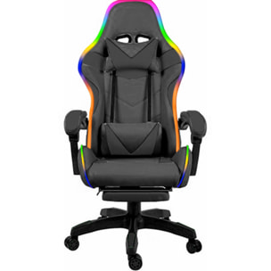 Sedia Gaming Con LED RGB Telecomando Poltrona Ufficio Scrivania Casa PC Racing Girevole Ergonomica Ecopelle Cuscino Lombare Poggiapiedi Nero