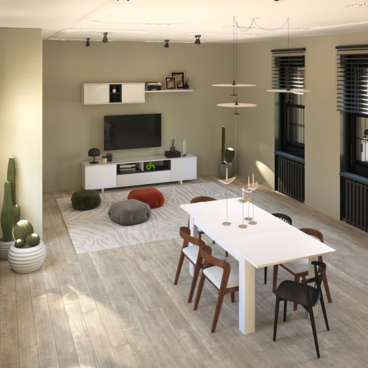Mesa de comedor extensible Danna 140 Blanco Artik (Blanco Mate)