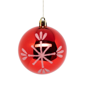 Boules de Noël "Colorama de Noël" lot de 8 en plastique D8cm rouge blanc