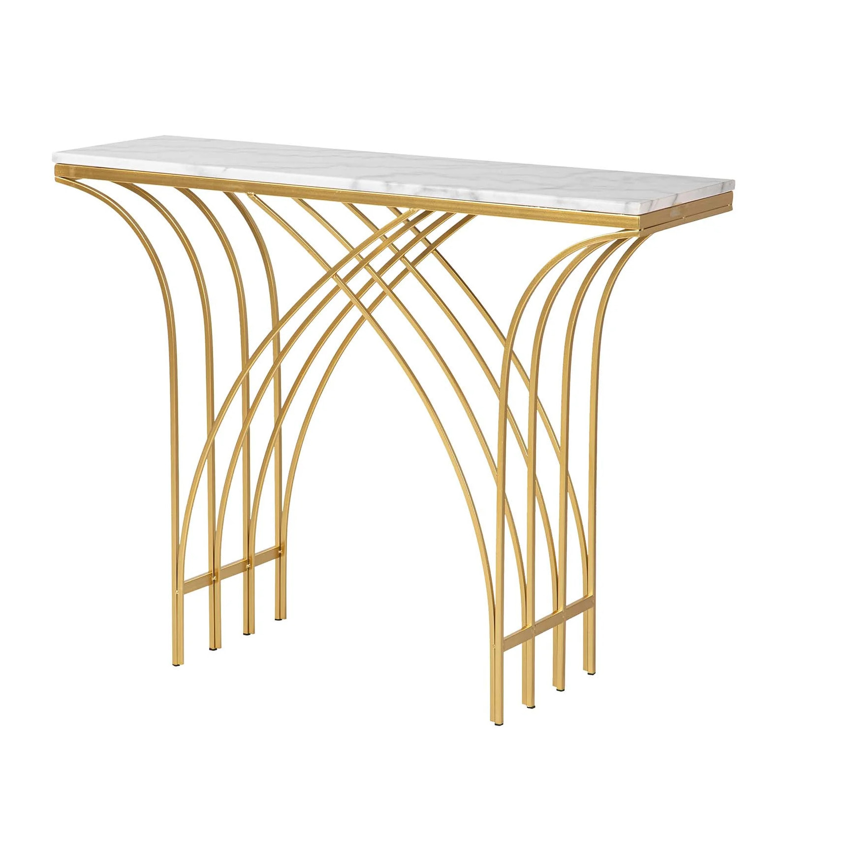 Consola Metal Mármol Blanco 104x30x79 Cm