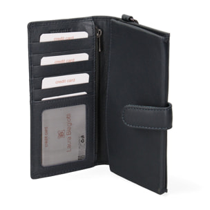 Portafoglio da donna In Vera pelle Made in Italy 17x9,5x2 cm