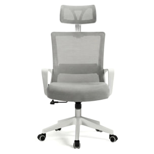 Silla de oficina ergonómica en blanco y gris 111-121x51 cm Dafne Tex Blanco - Gris