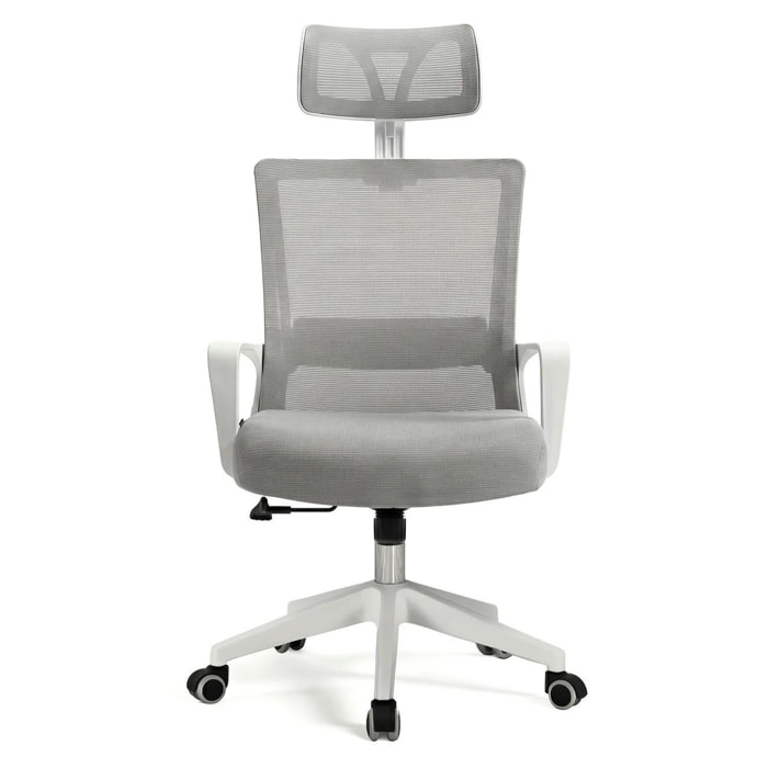 Silla de oficina ergonómica en blanco y gris 111-121x51 cm Dafne Tex Blanco - Gris
