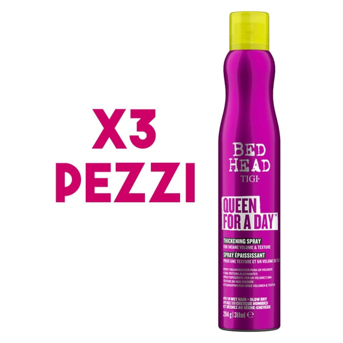 TIGI Kit Bed Head Queen For a Day Thickening Spray 3 Pezzi x 311ml