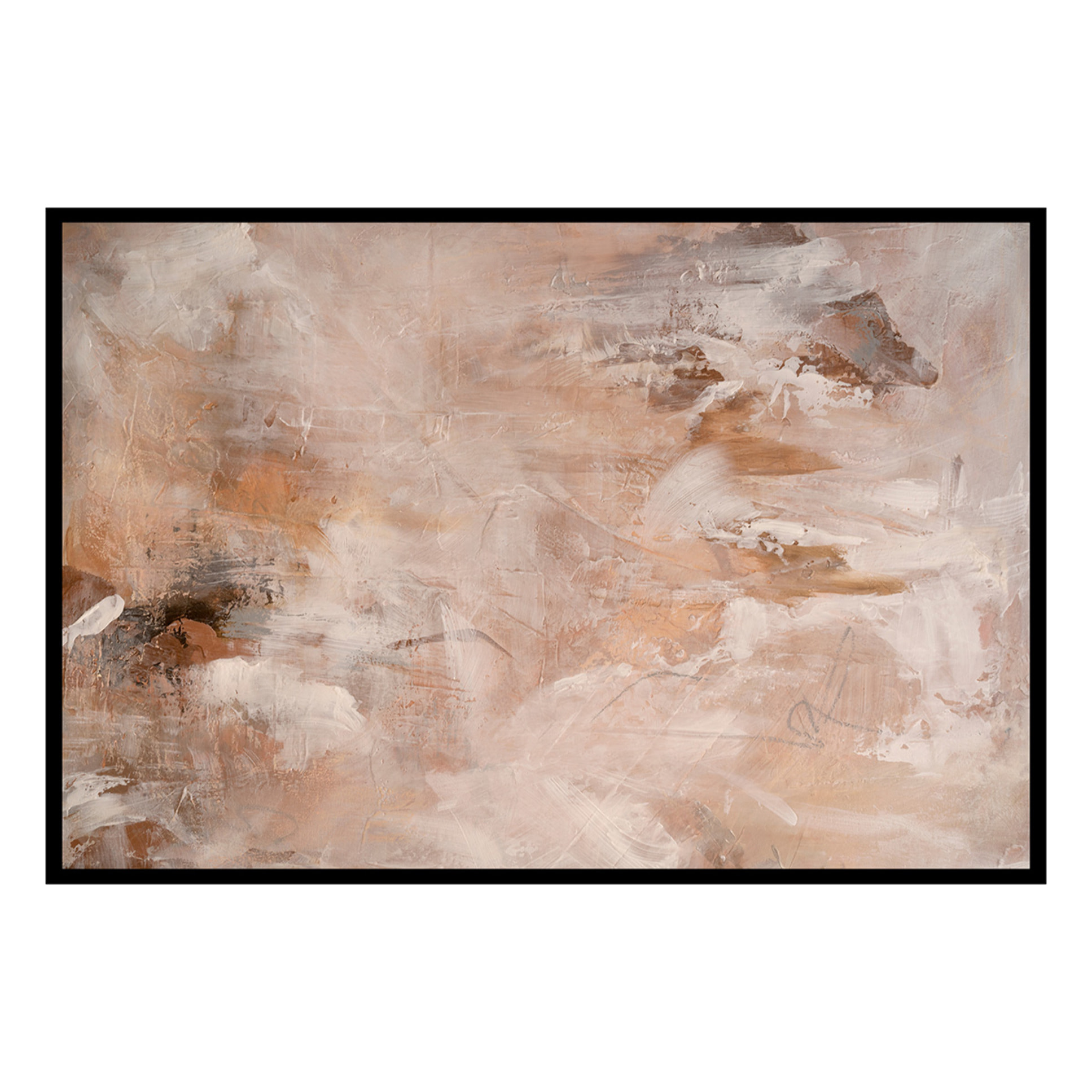 Affiche encadrée abstraction beige texturée Affiche + cadre en métal - Noir