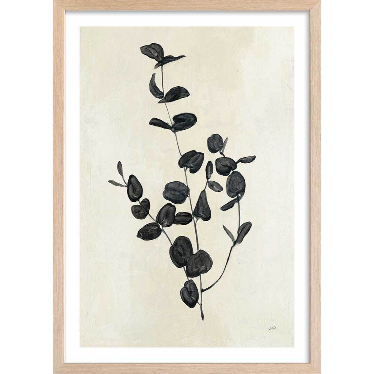 Affiche fleurs Black magic Affiche + cadre en bois - Chêne