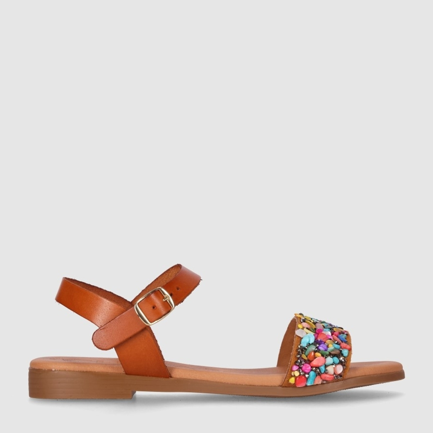 Sandalias de Piel - Multicolor - Tacón: Bajo