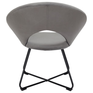 Fauteuil Rond Velours Cotele Giulia Gris