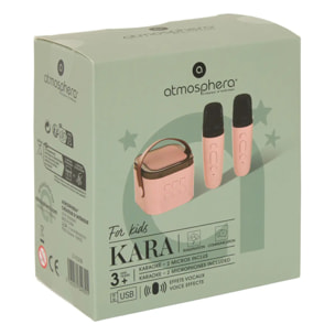 Set Karaoké Kara avec enceinte portable et 2 micros rose