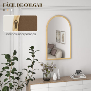 Espejo de Pared 65x110 cm Espejo de Recibidor con Marco de Madera en Forma de Ventana Espejo Decorativo para Salón Dormitorio Entrada Natural