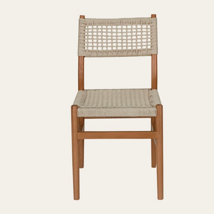 Chaise Amalfi -bois massif de hêtre et corde-couleur naturel 44 x 86 x 55 cm