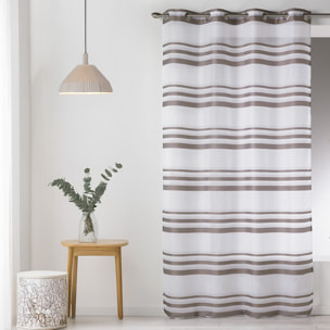 Voilage moderne en Etamine à Rayures Horizontales - Taupe