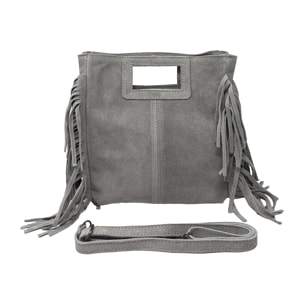 Borsa a Mano in Vera Pelle Scamosciata con Frange Made in Italy
