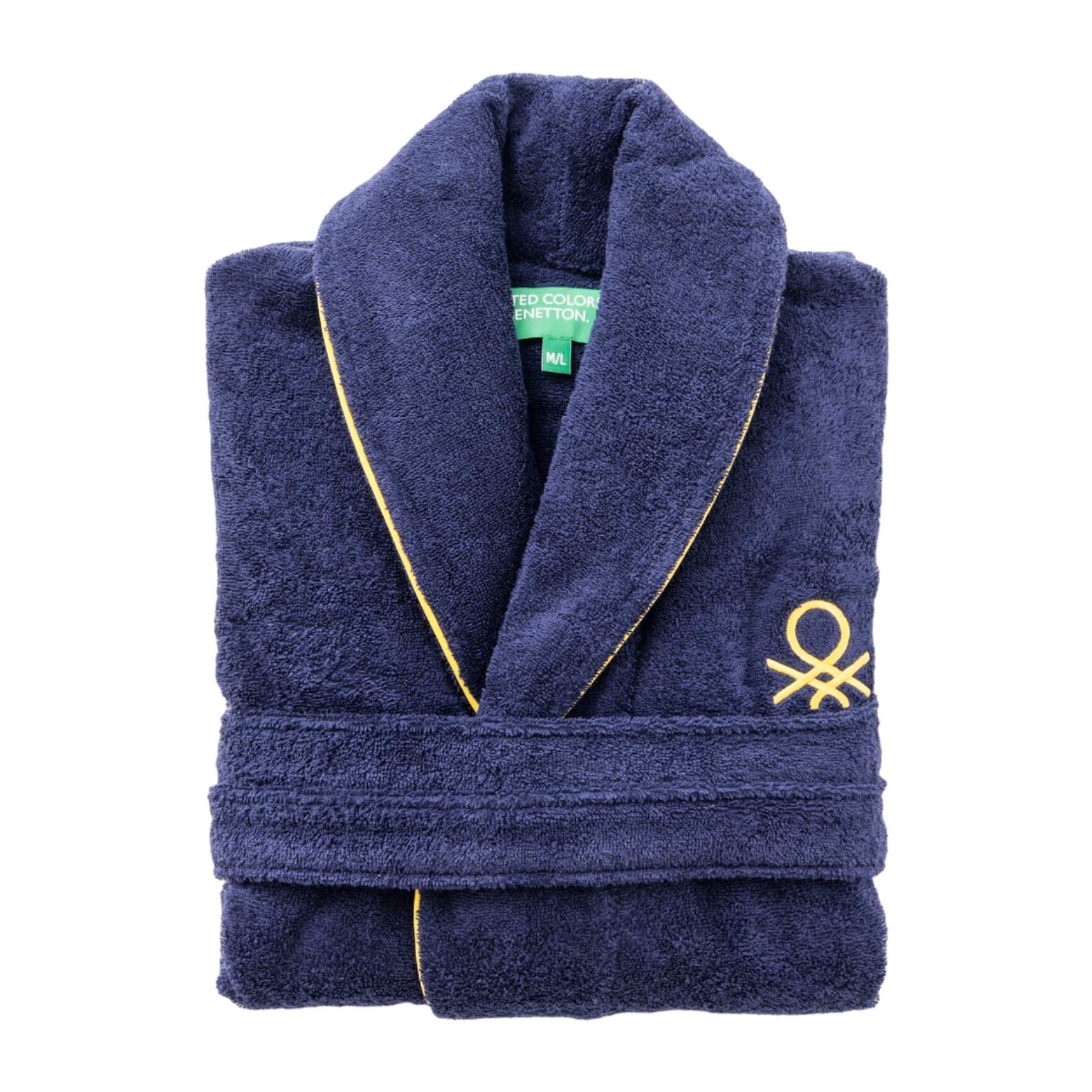 Albornoz s/m 420gsm 100% algodon c/ logo bordado azul marino core benetton