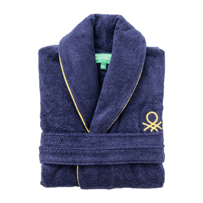 Albornoz s/m 420gsm 100% algodon c/ logo bordado azul marino core benetton