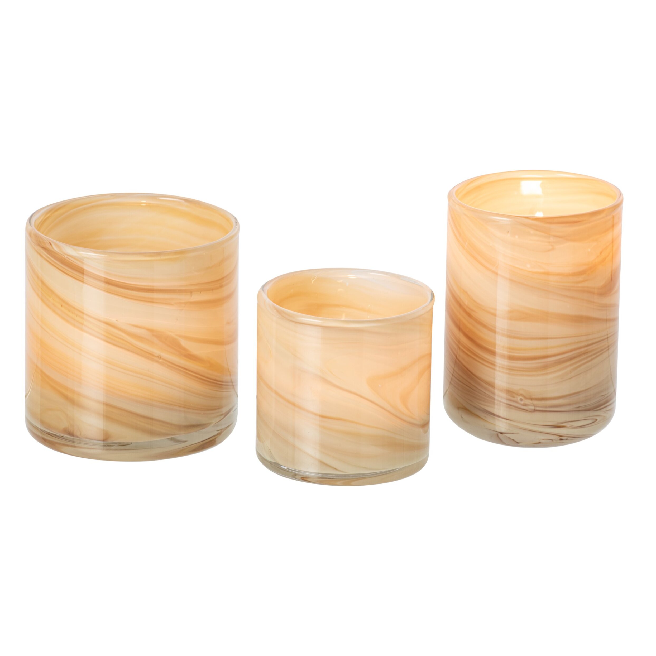 J-Line photophores marbre - verre - beige clair/laiton - set de 3