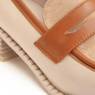 Mocasín de tacón - Beige - Altura: 3 cm