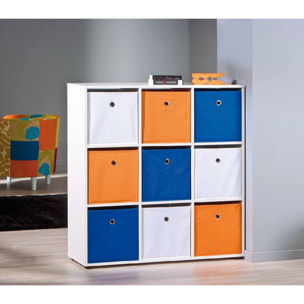 Libreria in laminato con nove vani, colore bianco, 104,5 x 109 x 33.