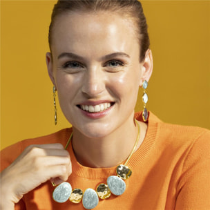 Pendientes con Lacado Azul acabado oro 18k