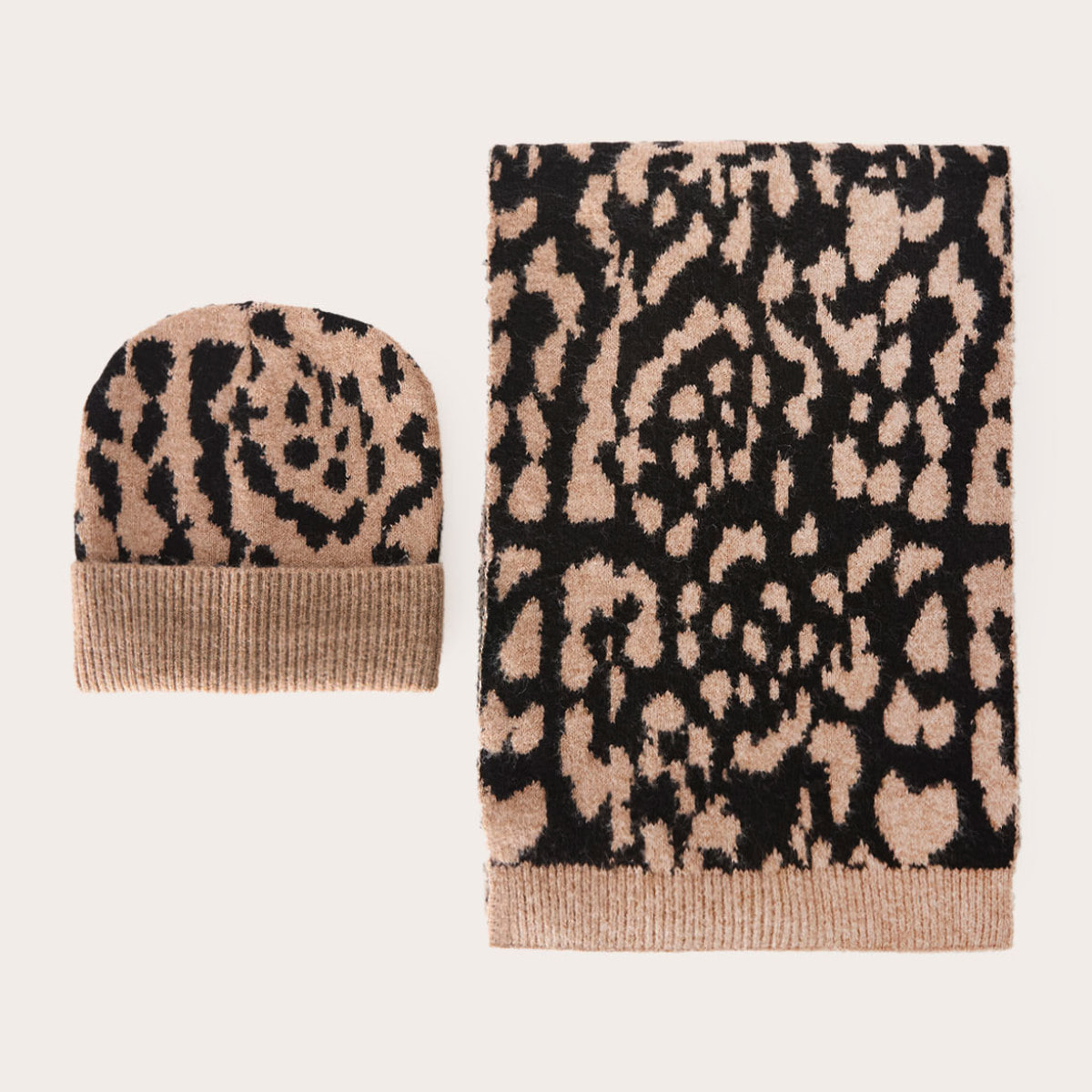 Motivi - Set sciarpa e berretto fantasia animalier - Beige