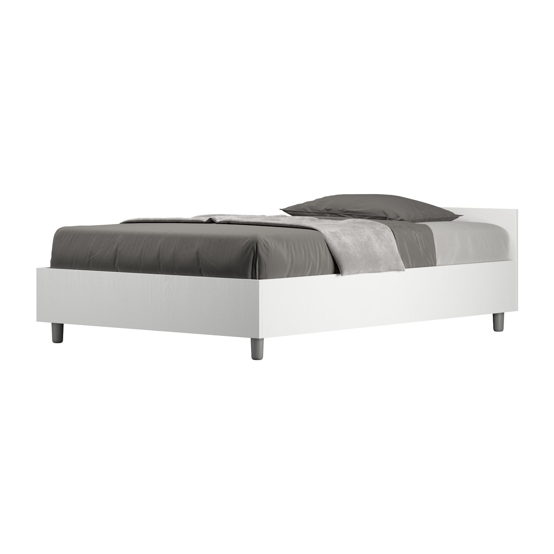 Letto una piazza e mezza con rete 120x200 bianco frassino Nuamo