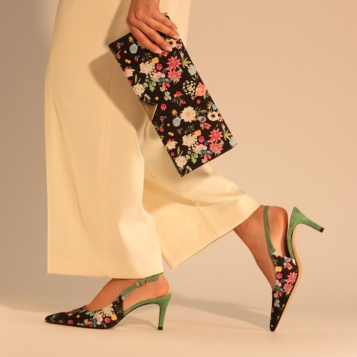 ZAPATOS DE SALÓN FLORAL VERDE NOLASA-TE