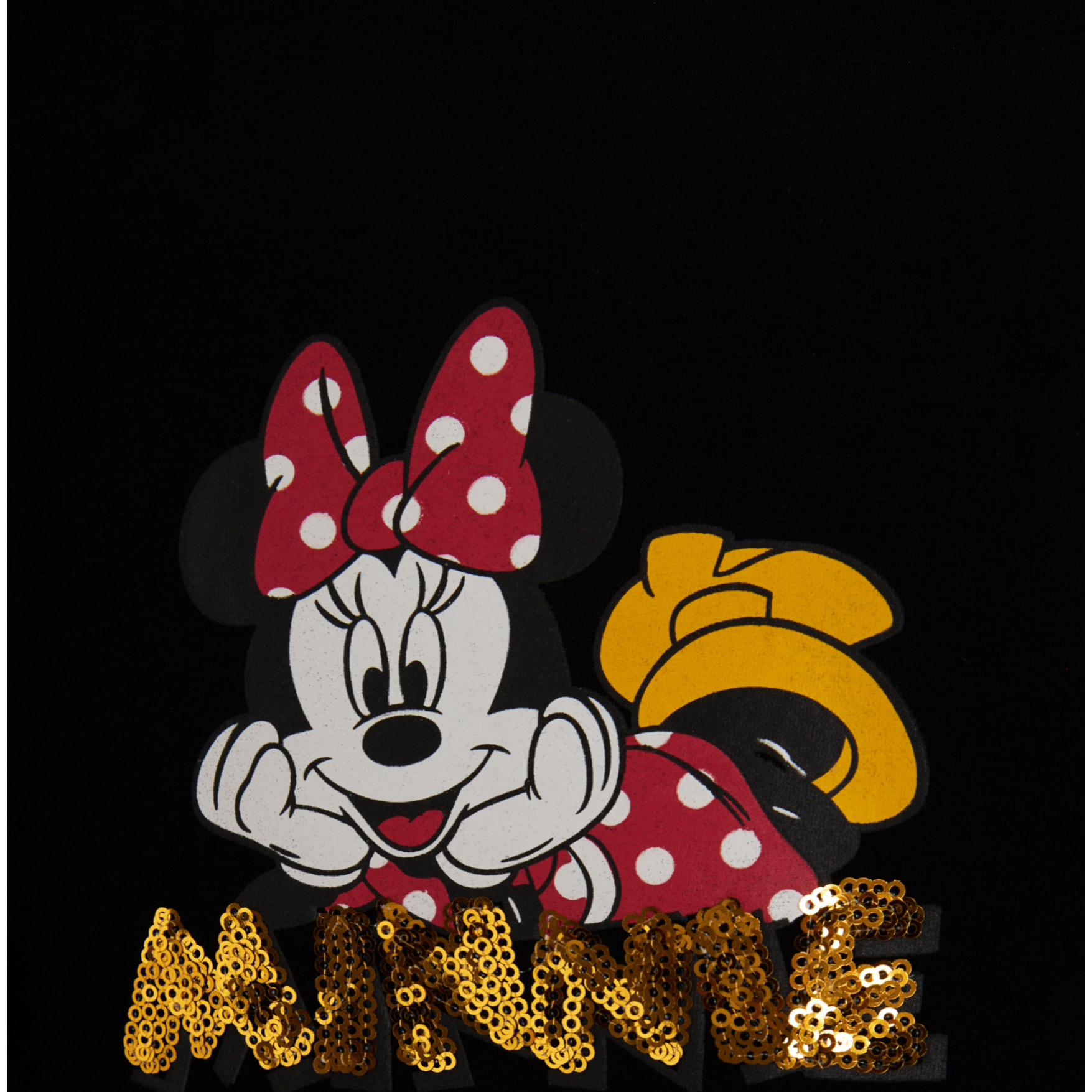 T-shirt bambina Minnie con scritta in paillettes