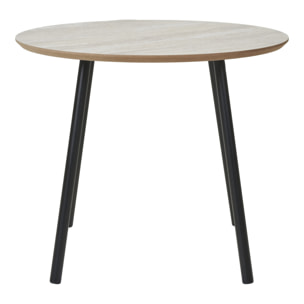 Tavolino da Caffè Aalst Effetto Travertino con Gambe Nere — Ø55×45 cm