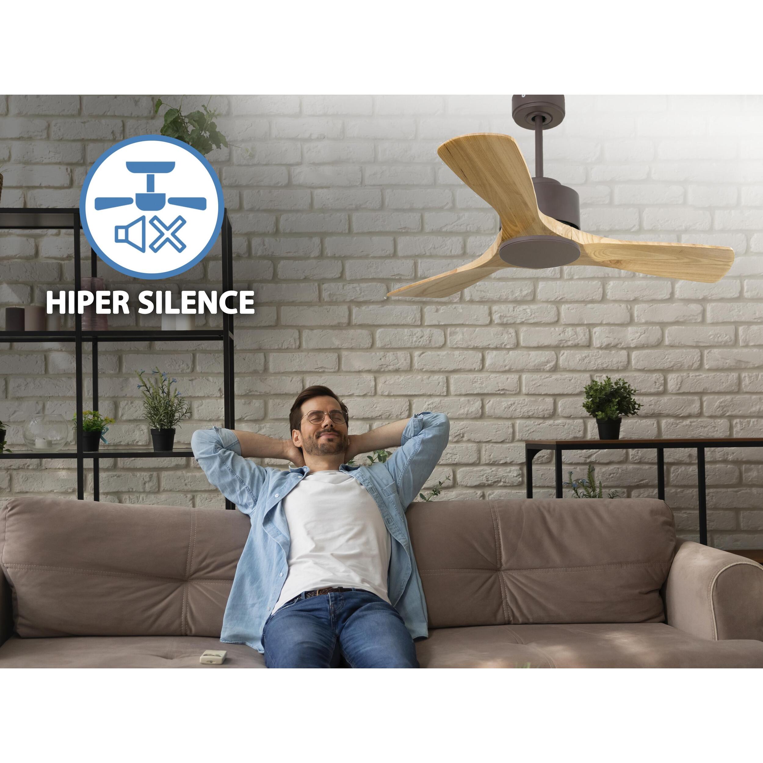 Ventilateur de plafond ø106 cm avec Wifi Réversible Hypersilence 40   W Chocolat