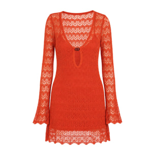 Vestido corto de punto calado