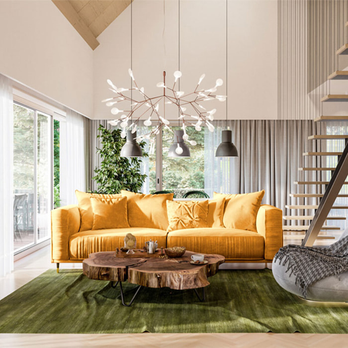 Canapé Droit Velours Fiorenzo - 4 places