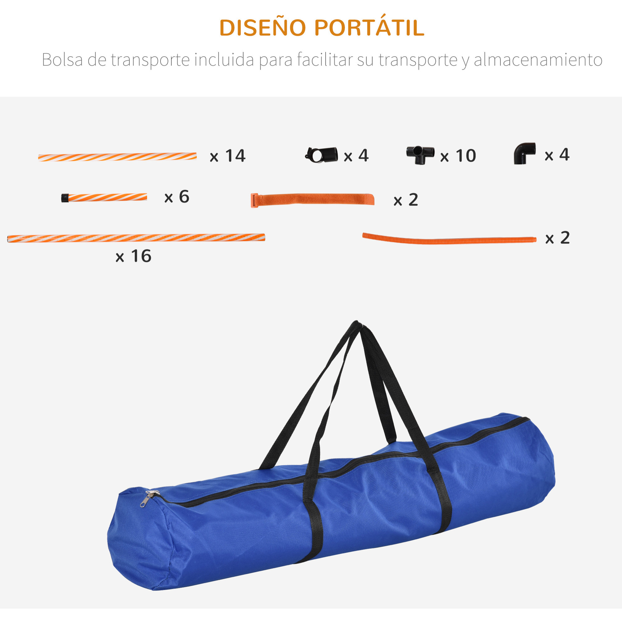 Set de Entrenamiento de Agilidad para Perros de 4 Piezas Juego de Agilidad para Perros con Piquetes para Slalom Zona de Reposo Valla y Anillo de Salto Naranja