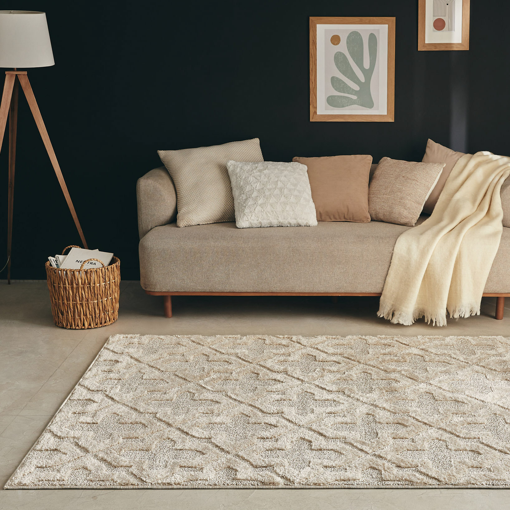 HARMONIE - Tapis motif géométrique crème